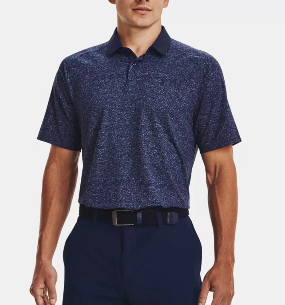 Under Armour Iso-Chill Men’s Heather Polo Speckled Midnight Navy Blue Large